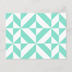 Carte Postale Motif de cube géométrique vert Seafoam