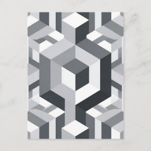 Carte Postale Motif de cube isométrique monochrome