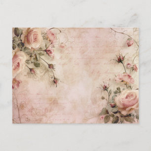 Carte Postale Motif de découpage de Roses Vintages roses