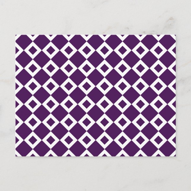 Carte Postale Motif de diamants violet et blanc (Devant)