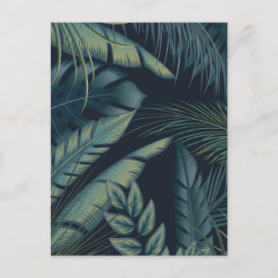 Carte Postale Motif de feuillage tropical au clair de lune