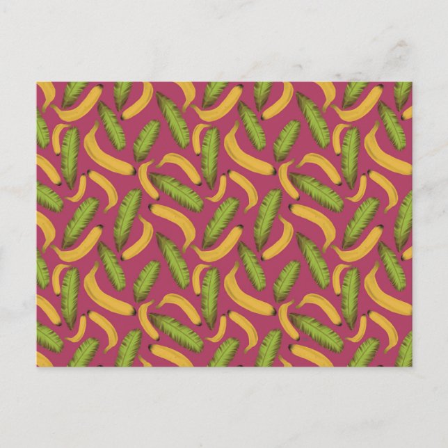 Carte Postale Motif de feuille de banane rose tropicale (Devant)