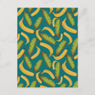Carte Postale Motif de feuille de bananier turquoise tropicale