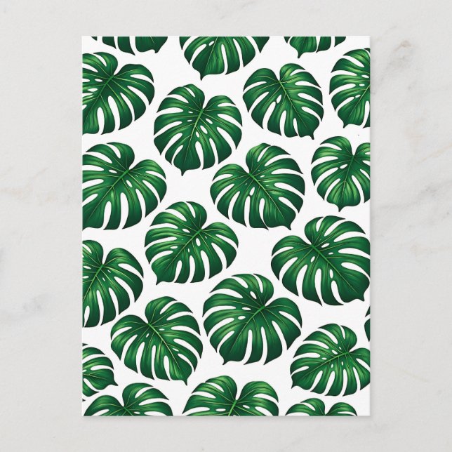 Carte Postale Motif de feuille de Monstera tropicale (Devant)