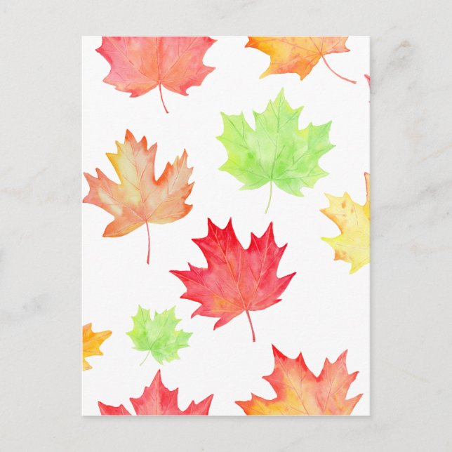 Carte Postale Motif de feuille d'érable aquarelle (Devant)