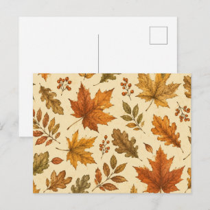 Carte Postale Motif de feuilles d'automne Feuillage d'automne