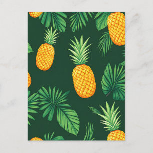 Carte Postale Motif de feuilles de ananas tropical