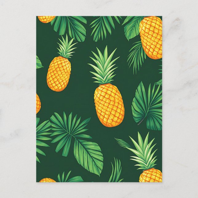 Carte Postale Motif de feuilles de ananas tropical (Devant)