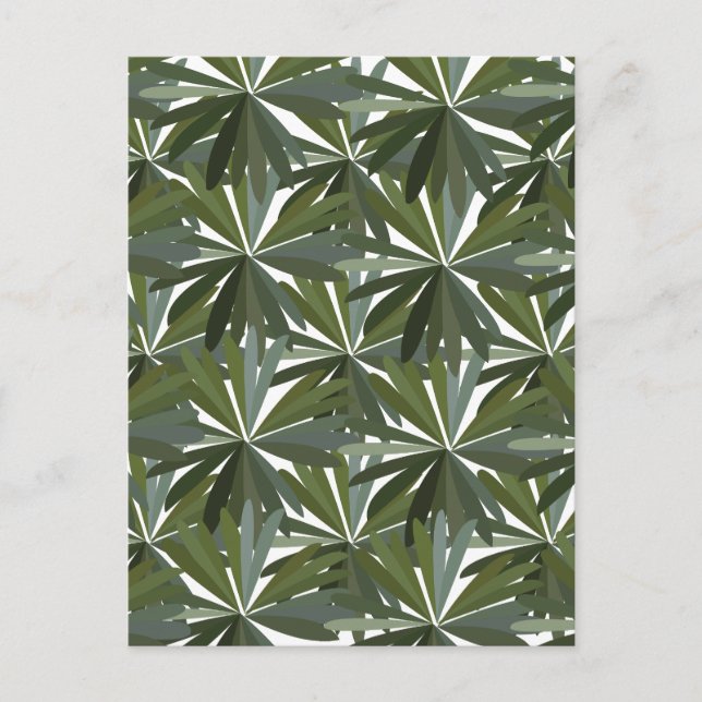 Carte Postale Motif de feuilles de lupin vert (Devant)