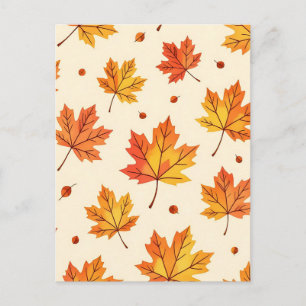 Carte Postale Motif de feuilles d'érable tombant en automne