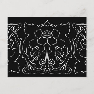 Carte Postale Motif de fleur Art Nouveau foncé