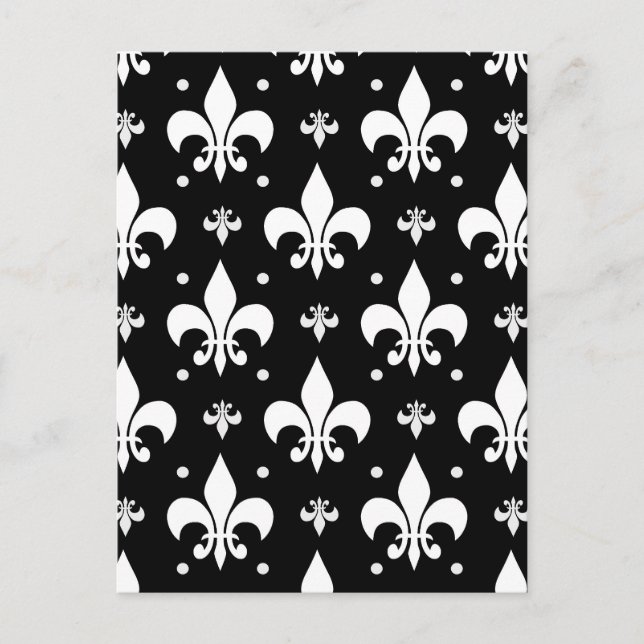 Carte Postale Motif de fleur de lis noir Design  (Devant)