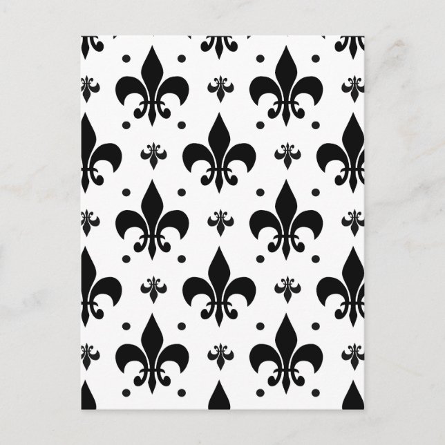 Carte Postale Motif de fleur de lis sur fond blanc  (Devant)