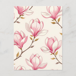 Carte Postale Motif de fleur de magnolia rose