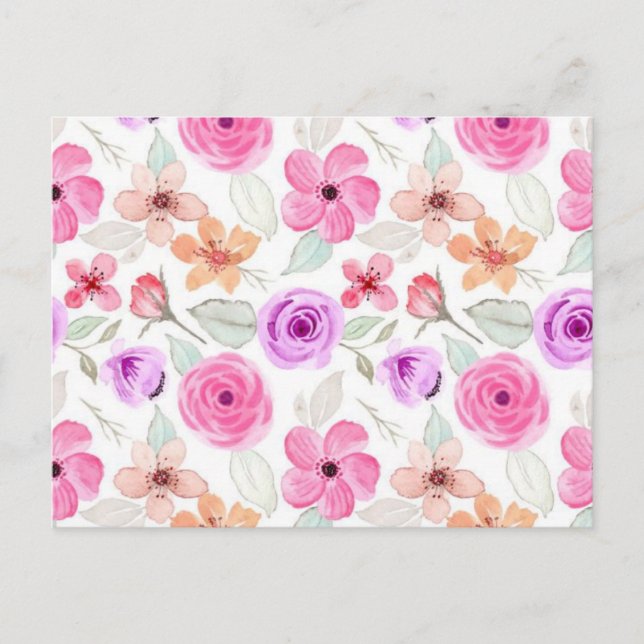 Carte Postale Motif de fleurs (Devant)