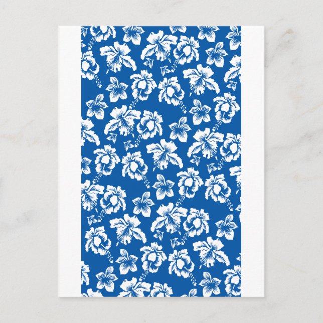 Carte Postale Motif de fleurs bleues Hawiian (Devant)