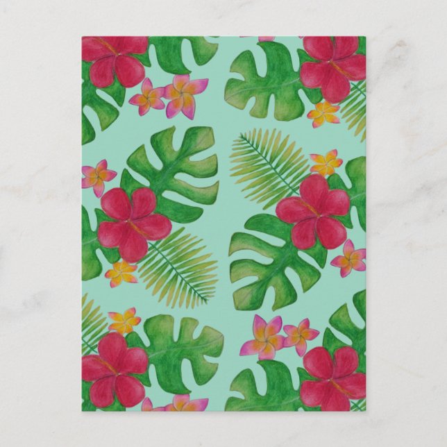 Carte Postale Motif de fleurs tropicales (Devant)