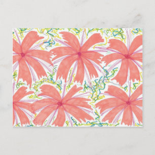 Carte Postale Motif de fleurs tropicales de Sunburst