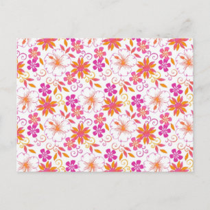 Carte Postale Motif de fleurs tropicales rose et orange