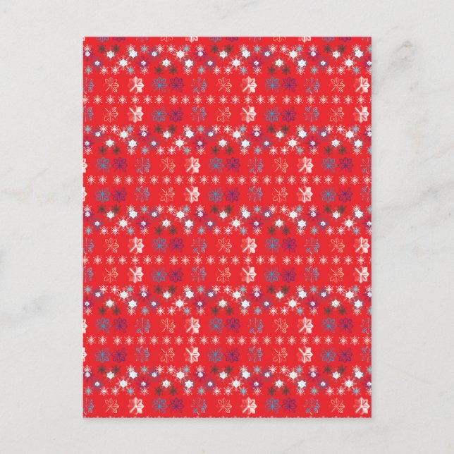 Carte Postale Motif de flocon de neige de vacances de Noël rouge (Devant)