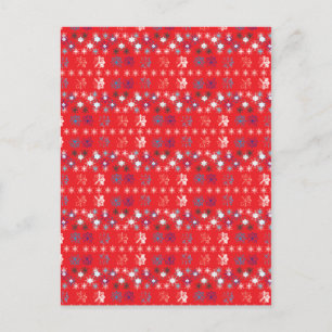 Carte Postale Motif de flocon de neige moderne Red Christmas