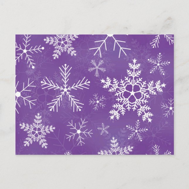 Carte Postale Motif de flocon de neige violet et blanc (Devant)