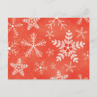 Carte Postale Motif de flocons rouges et blancs