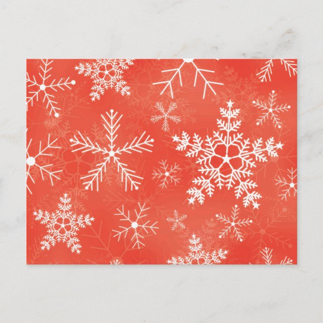 Carte Postale Motif de flocons rouges et blancs (Devant)