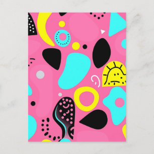 Carte Postale Motif de formes abstraites roses ludiques