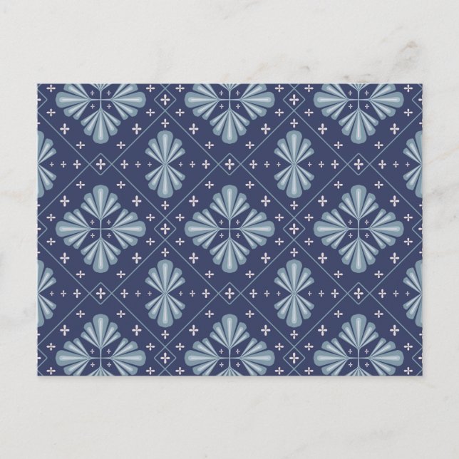 Carte Postale Motif de formes géométriques bleues  (Devant)