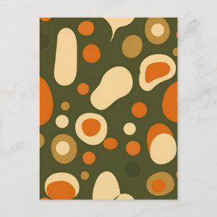 Carte Postale Motif de formes organiques abstraites rétro