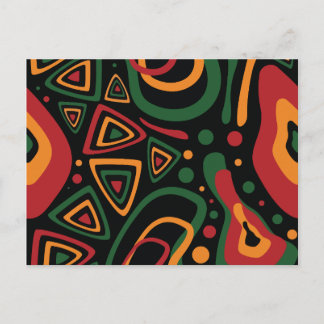 Carte Postale Motif de formes tribales abstraites en rouge, or,