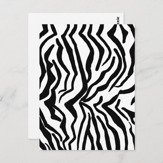 Carte Postale Motif de fourrure noir et blanc Zebra (Devant / Derrière)