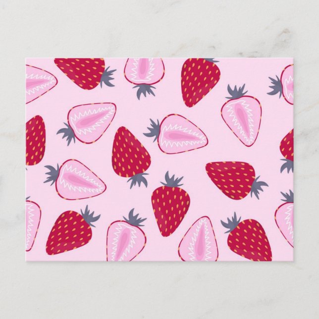 Carte Postale Motif de fraises (Devant)