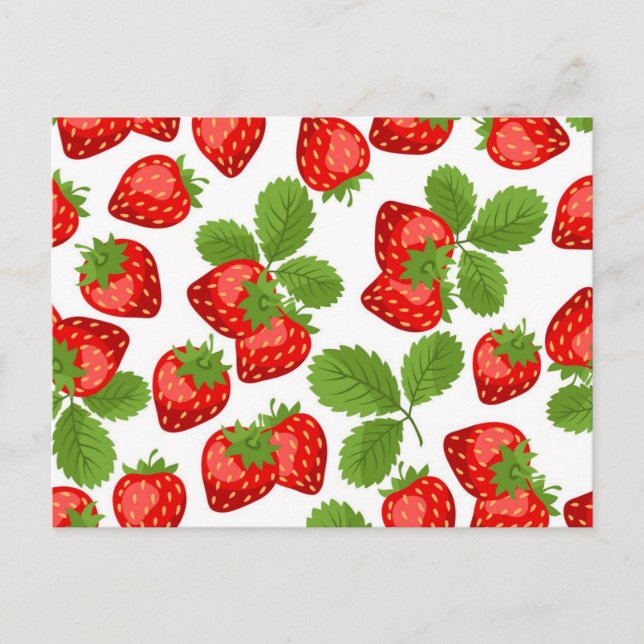 Carte Postale Motif de fraises (Devant)