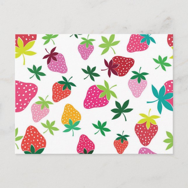 Carte Postale Motif de fraises (Devant)