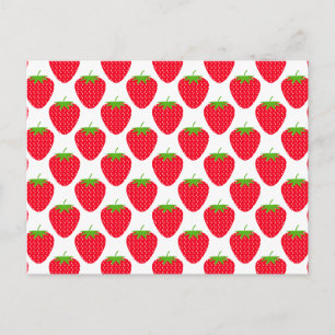 Carte Postale Motif de fraises rouges.