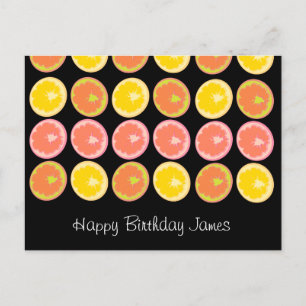 Carte Postale Motif de fruit de citron bonbon Citrus Noir   