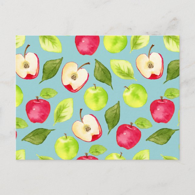 Carte Postale Motif de fruits aux pommes d'aquarelle mignonne (Devant)