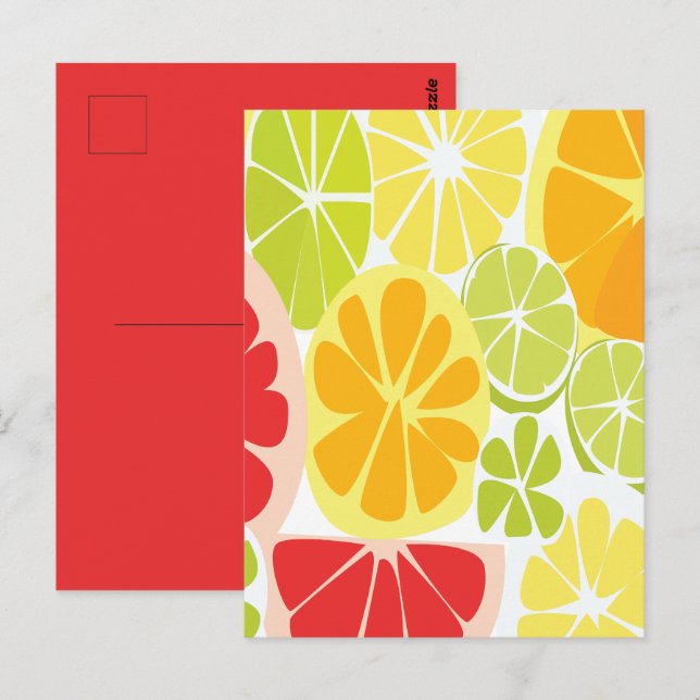 Carte Postale Motif de fruits d'agrumes (Devant / Derrière)