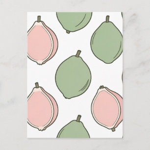 Carte Postale Motif de goyave verte rose