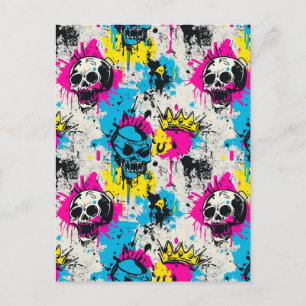 Carte Postale Motif de graffiti avec des couleurs néon et un sty
