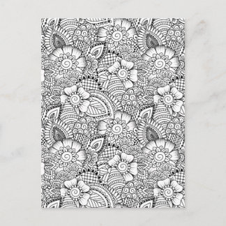 Carte Postale Motif de gribouillages floraux