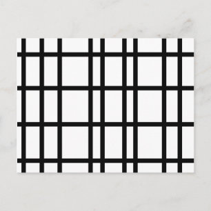 Carte Postale Motif de grille noir et blanc
