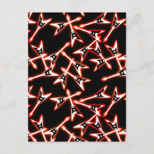 Carte Postale Motif de guitare électrique en métal lourd rouge e