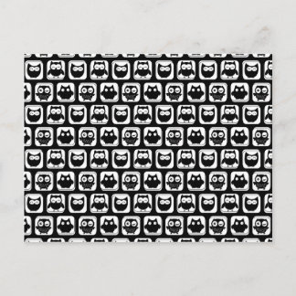 Carte Postale Motif de hibou en noir et blanc