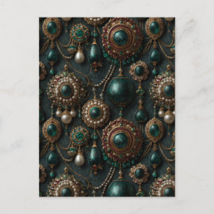 Carte Postale Motif de joaillerie de luxe vintage émeraude et pe