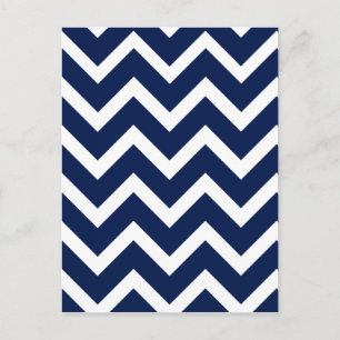 Carte Postale Motif de la marine bleu et blanc Chevron Zigzag