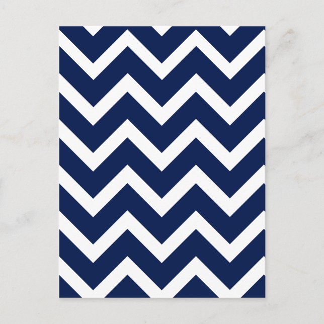 Carte Postale Motif de la marine bleu et blanc Chevron Zigzag (Devant)