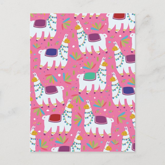 Carte Postale Motif de lama mignon (Devant)